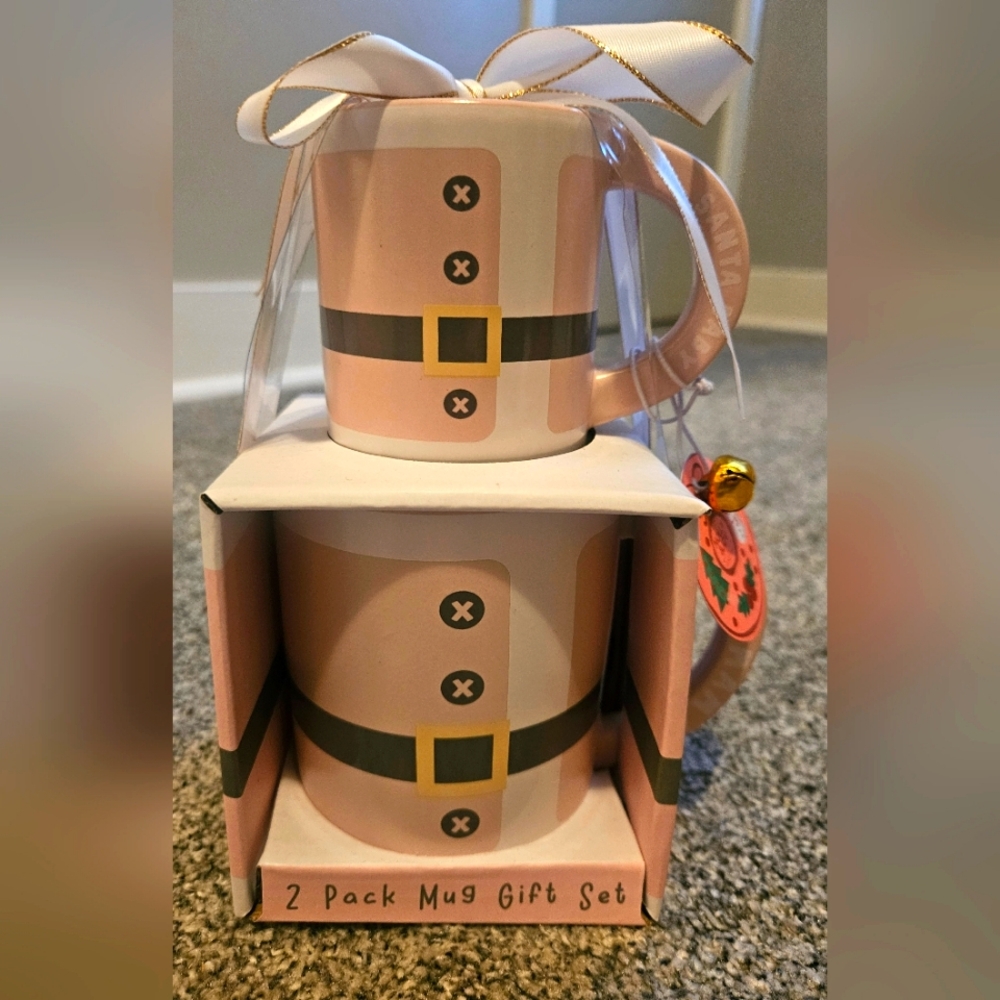 Santa Baby & Santa Mama PINK Mug Set of 2 Christmas Adorable Gift Idea